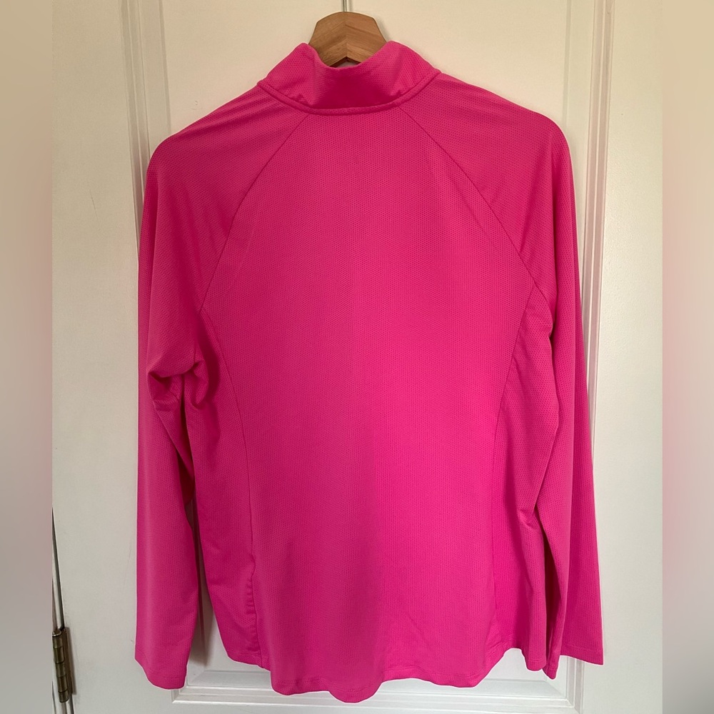 🎉 3/$15 Adidas Women’s Golf Hot Pink Quarter-Zip Long Sleeve Top L - Picture 3 of 12